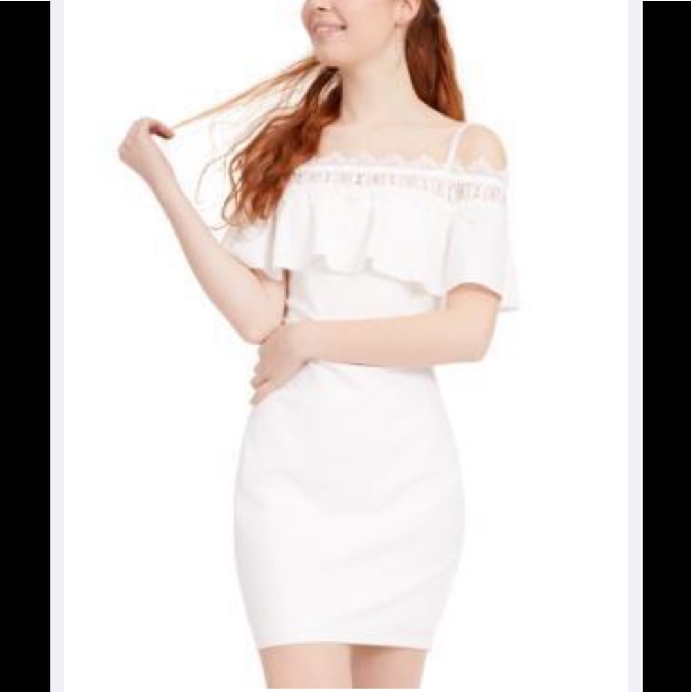 By & By Juniors' Crochet Off-The-Shoulder Dress